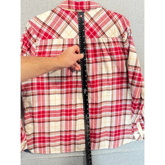 Croft & Barrow Flannel Shirt Plaid Button‎ Up Long Sleeve Red White XXL - Picture 14 of 15